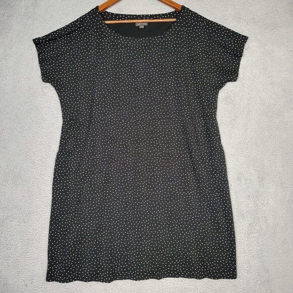 J.Jill Wearever Collection Dress Women's XL Petite Black Polka Dot Short Sleeve - Picture 1 of 10